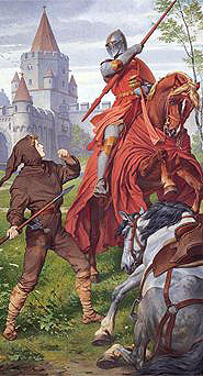 Bild: Wandgemälde "Parzivals Kampf mit dem Roten Ritter" (Ausschnitt)